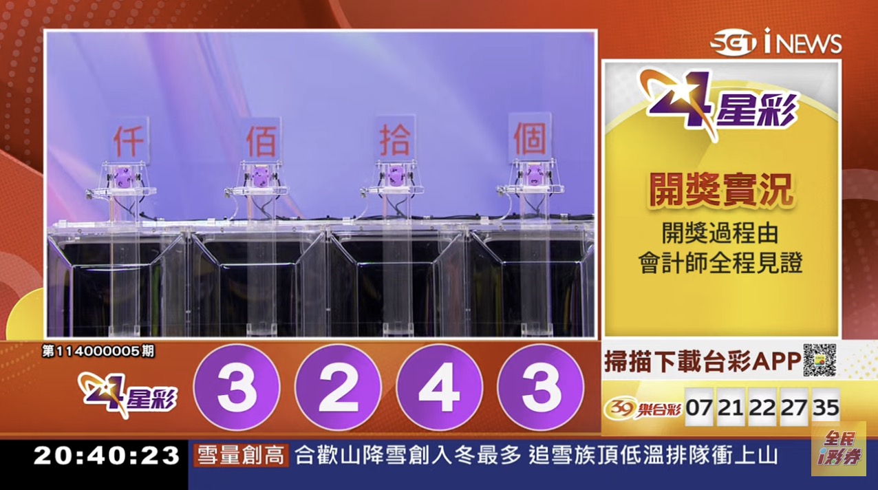 💰114年1月6日 4星彩開獎號碼💰第114000005期《4星彩中獎號碼》