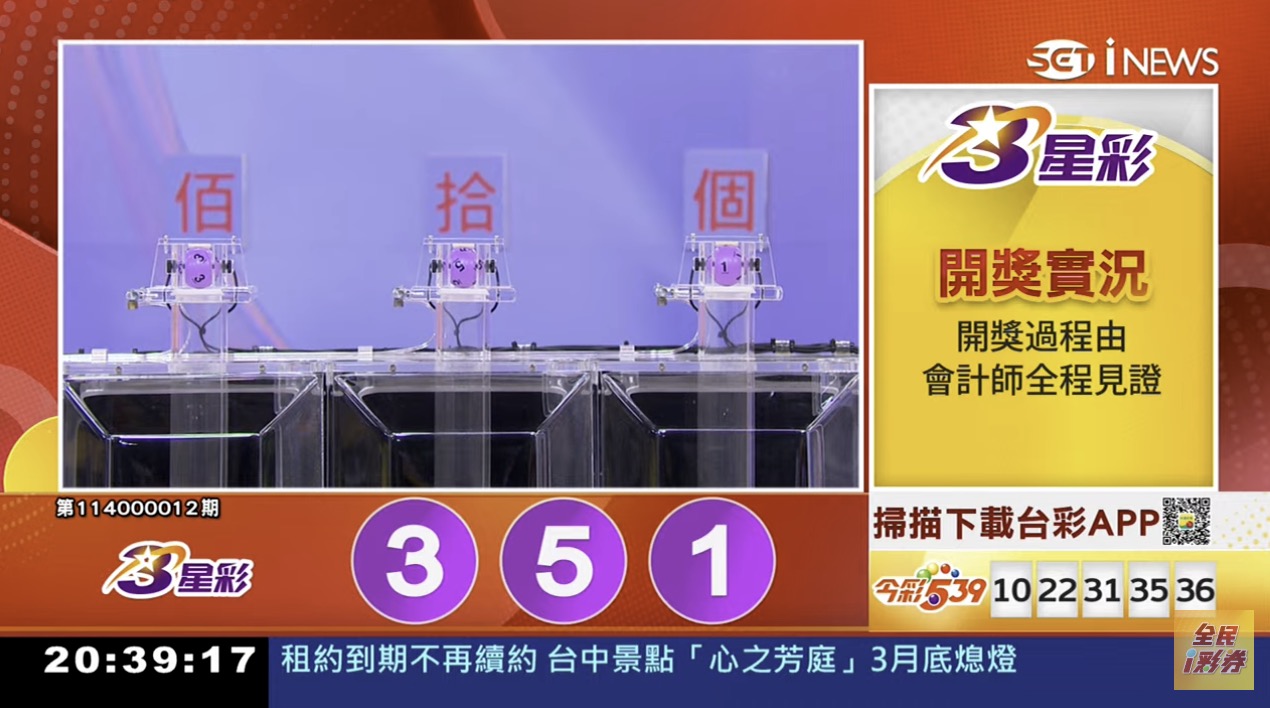 💰114年1月14日 3星彩開獎號碼💰第114000012期《3星彩中獎號碼》