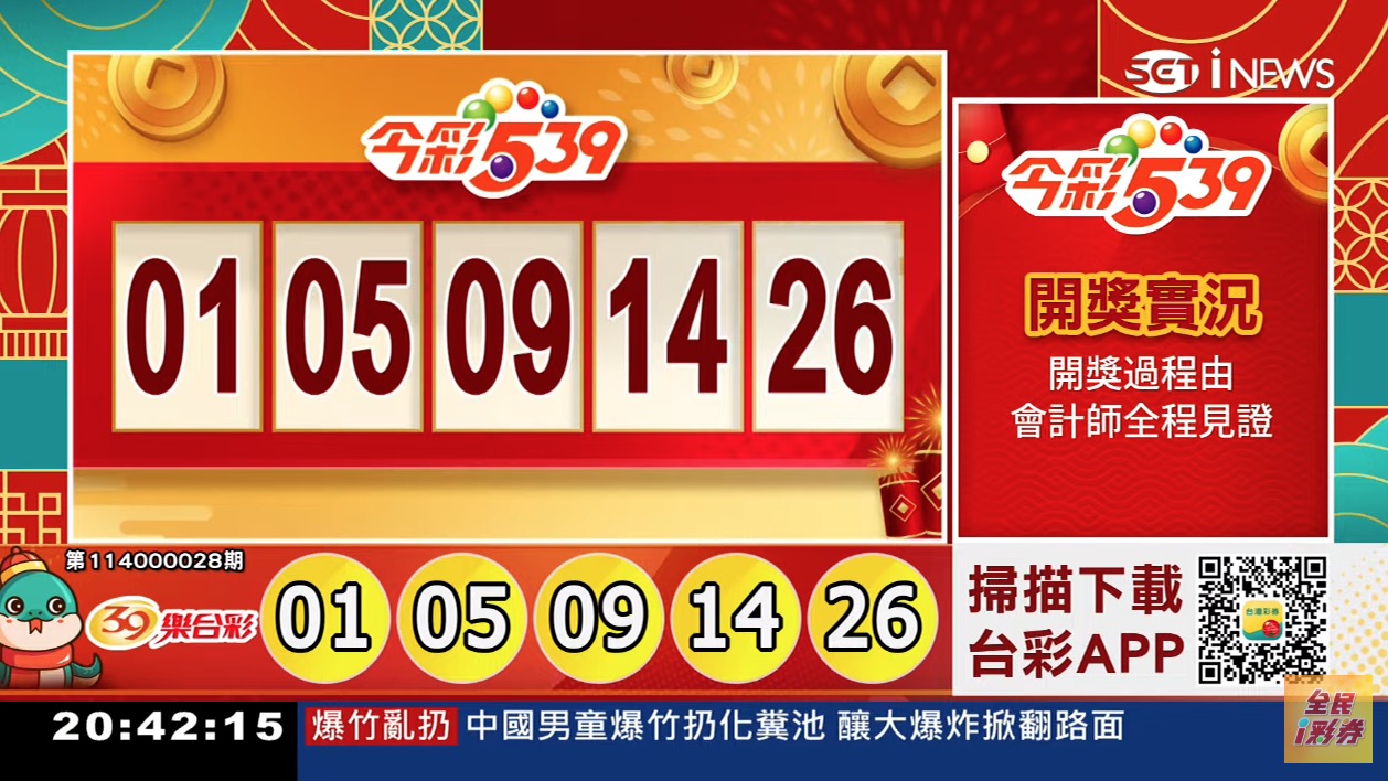 💰114年1月31日 今彩５３９開獎號碼💰第114000028期《今彩539中獎號碼》