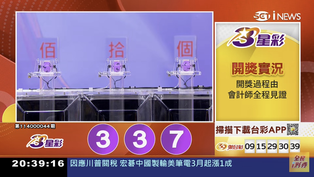 💰114年2月17日 3星彩開獎號碼💰第114000044期《3星彩中獎號碼》