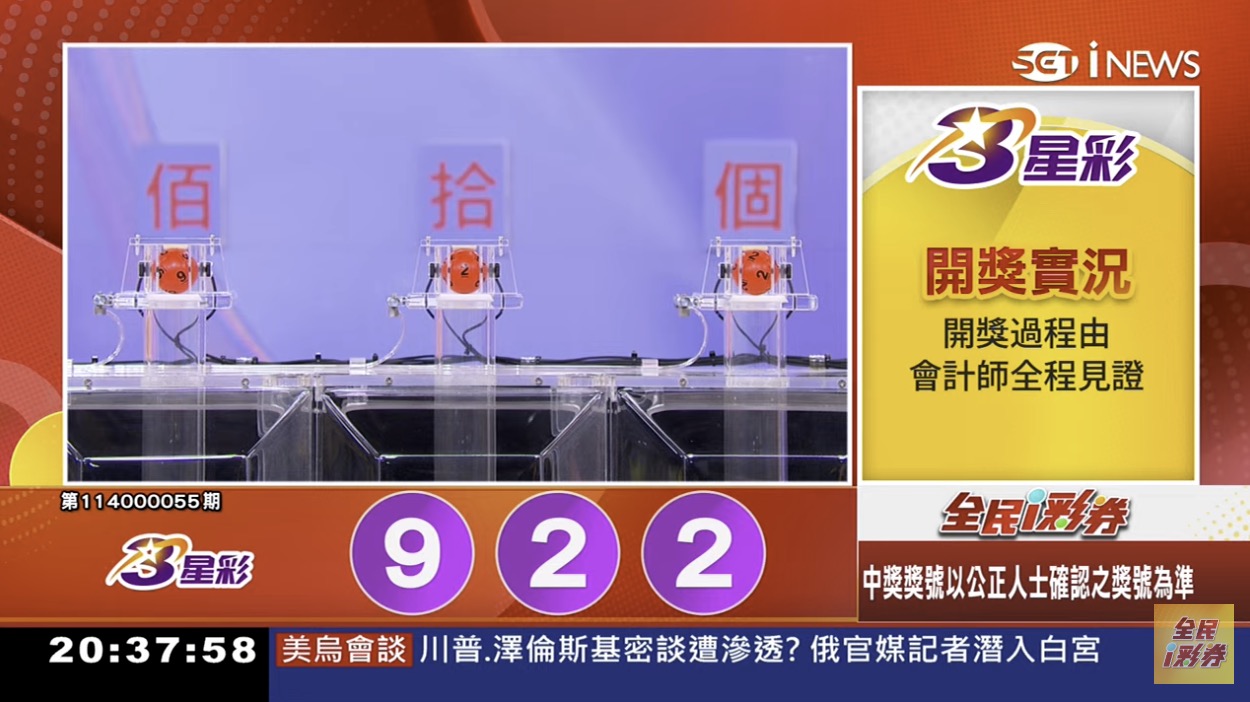 💰114年3月1日 3星彩開獎號碼💰第114000055期《3星彩中獎號碼》