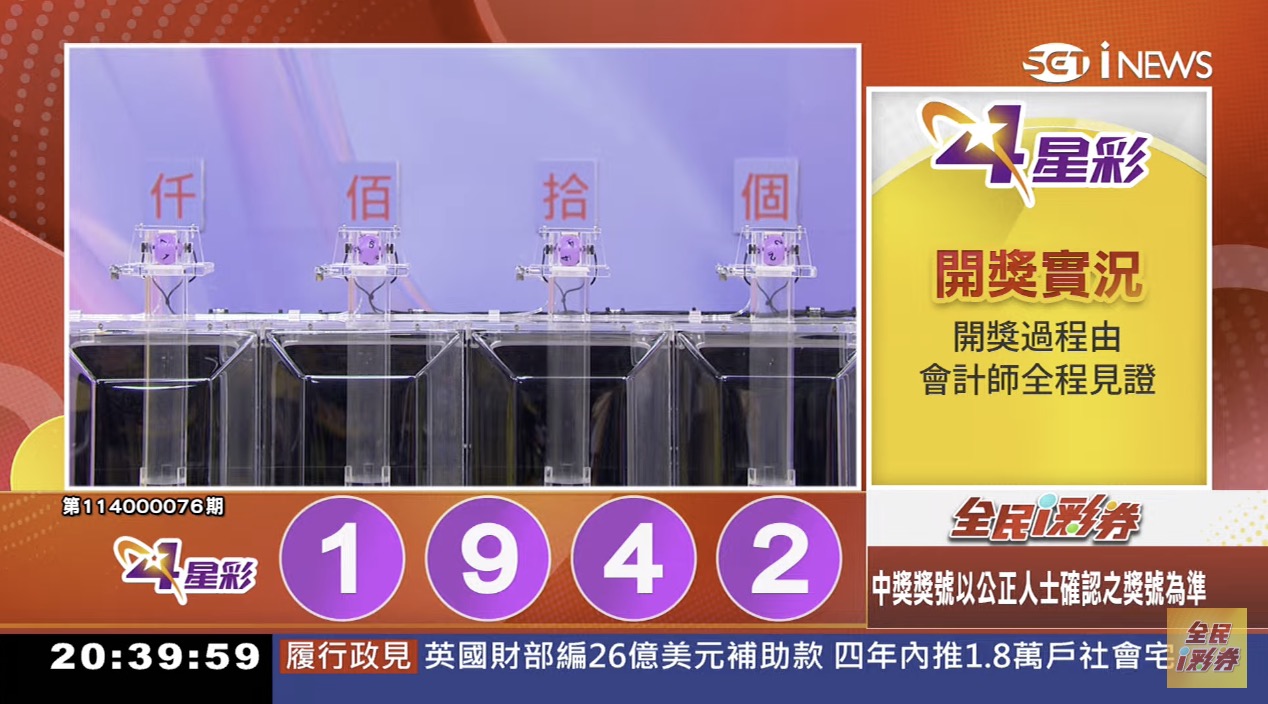 💰114年3月26日 4星彩開獎號碼💰第114000076期《4星彩中獎號碼》