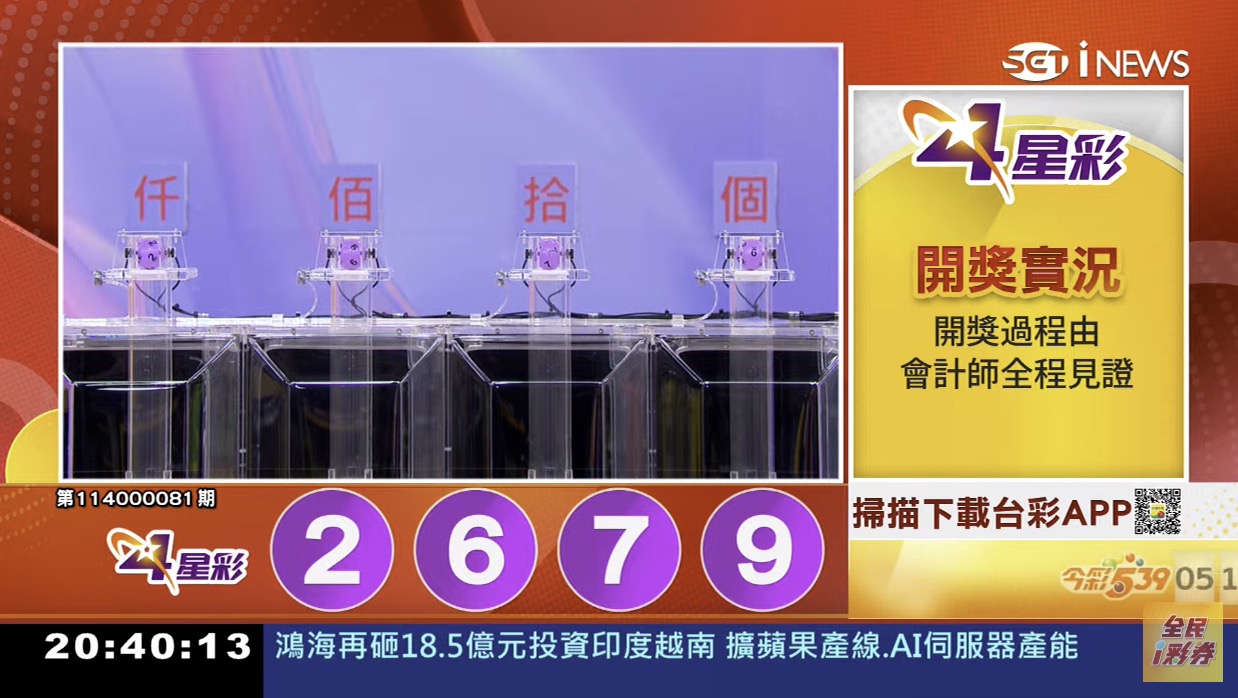 💰114年4月1日 4星彩開獎號碼💰第114000081期《4星彩中獎號碼》