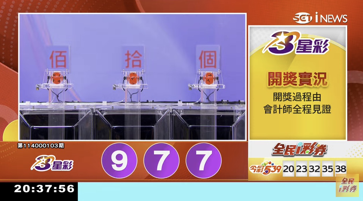 💰114年4月26日 3星彩開獎號碼💰第114000103期《3星彩中獎號碼》